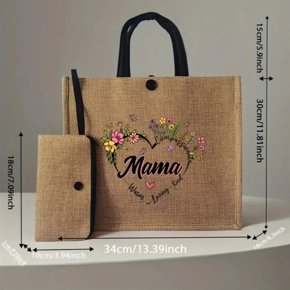 2 Pcs Print Tote Bag